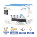 KIT TurboHD 1080p / DVR 4 canales / 4 Cámaras Bala de Metal / H.265+ / 1 Fuente de Poder Profesional / Accesorios de Instalación