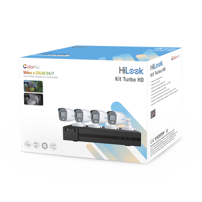 KIT TurboHD 1080p / DVR 4 canales / 4 Cámaras Bala de Metal / H.265+ / 1 Fuente de Poder Profesional / Accesorios de Instalación